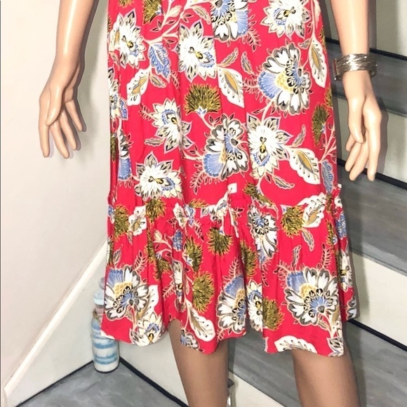 Loft Midi dress Red Floral XS - Picture 3 of 9